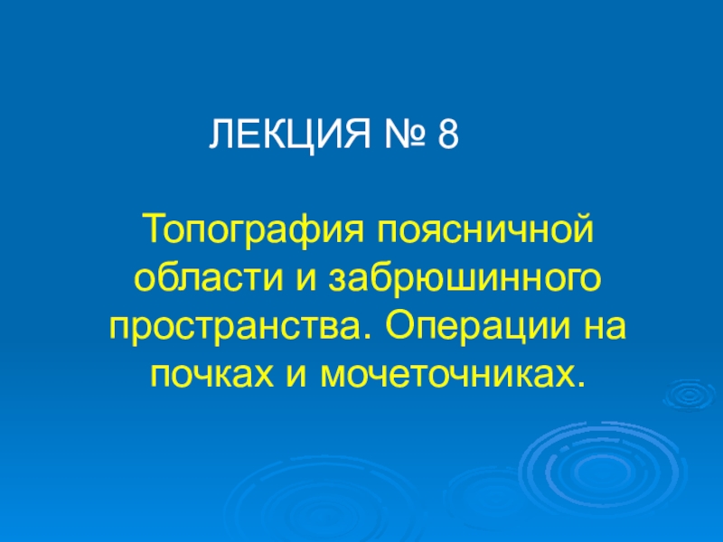 Презентация Топография поясничной области и забрюшинного пространства. Операции на почках и