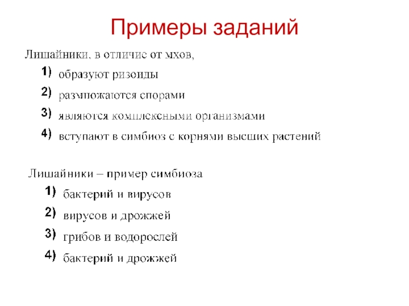 задание по теме лишайники 5 класс биология.