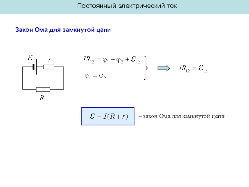 Разомкнутая цепь. Закон Ома для замкнутой электрической цепи. Замок Ома для замкнутой цепи. Закон Ома для диэлектриков.