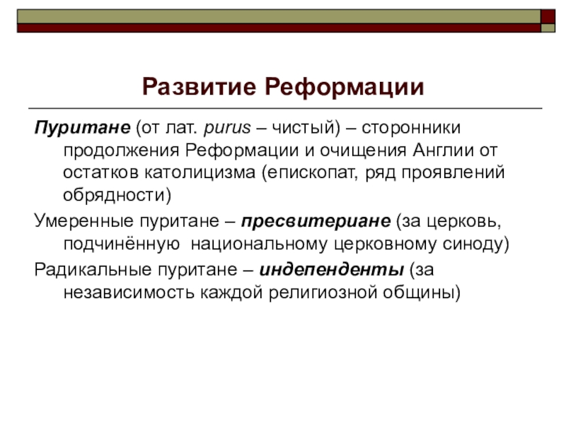 Связь между учением пуритан и образом жизни. Пуритане презентация. Последователи Реформации. Реформация это в философии. Пресвитериане сторонники Реформации.