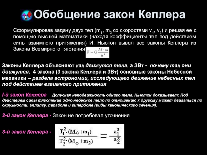 Закон обобщение. Обобщенный 3 закон Кеплера. Первый обобщённый закон Кеплера. 3 Закон Кеплера астрономия формулировка. Формулы третьего обобщенного закона Кеплера.