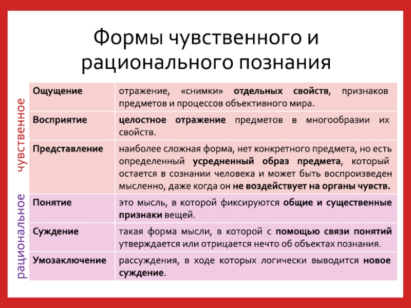 Виды познания чувственное и рациональное