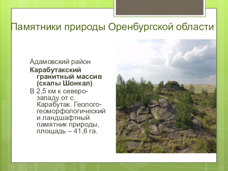 Памятники природы презентация. Памятники природы Оренбургской области. Природные памятники Оренбургской области проект.