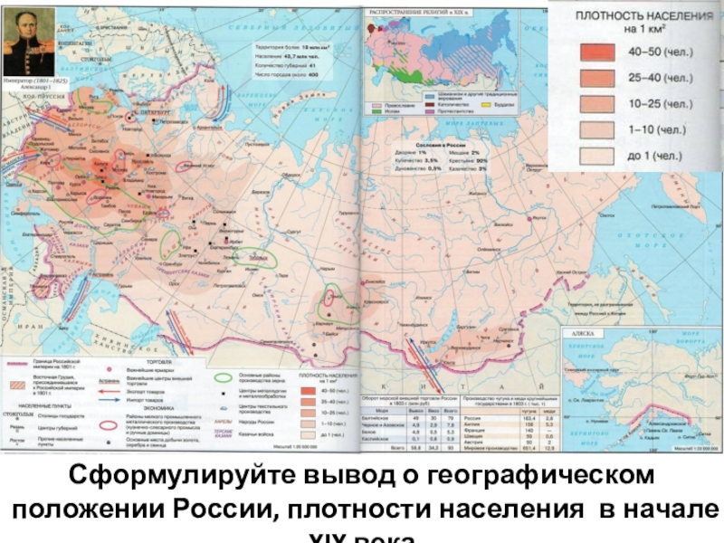 Сформулируйте вывод о географическом положении России, плотности населения в