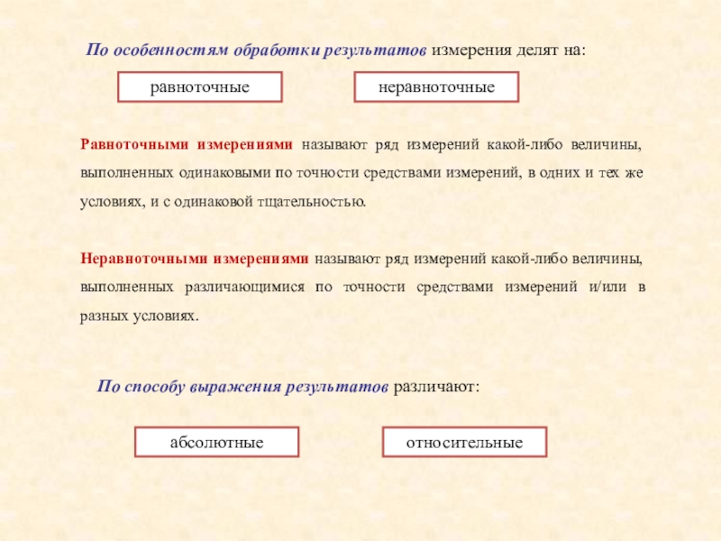 Обработка результатов равноточных измерений одной и той же величины. Особенности обработки результатов неравноточных рядов измерений. По характеристике точности измерения делятся на равноточные. Равноточные и неравноточные измерения примеры.