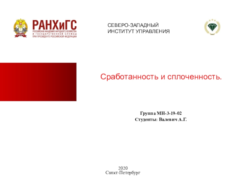 2020
Санкт-Петербург
Сработанность и сплоченность.
СЕВЕРО-ЗАПАДНЫЙ
ИНСТИТУТ
