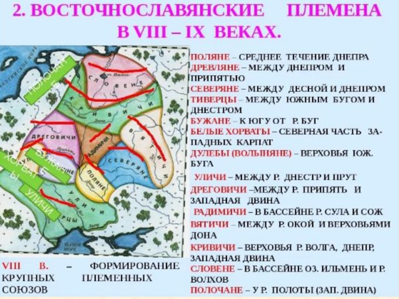 Цифрой 2 на схеме обозначена территория восточнославянского племенного союза вятичей