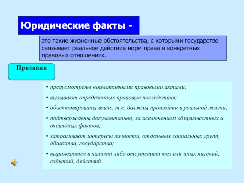 План юридические факты