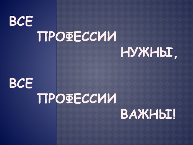 Все профессии нужны, все профессии важны!