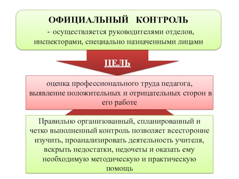 Специально назначенный. Контроль и развитие начальников отделов. Официальные цели. Осуществляет руководство подразделениями. Цели официальной народной.