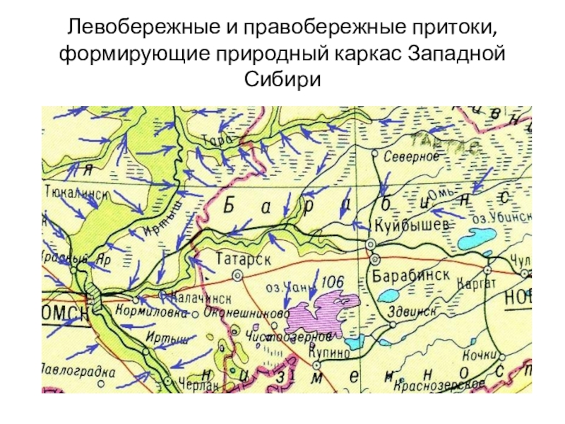Левобережные и правобережные притоки, формирующие природный каркас Западной Сибири