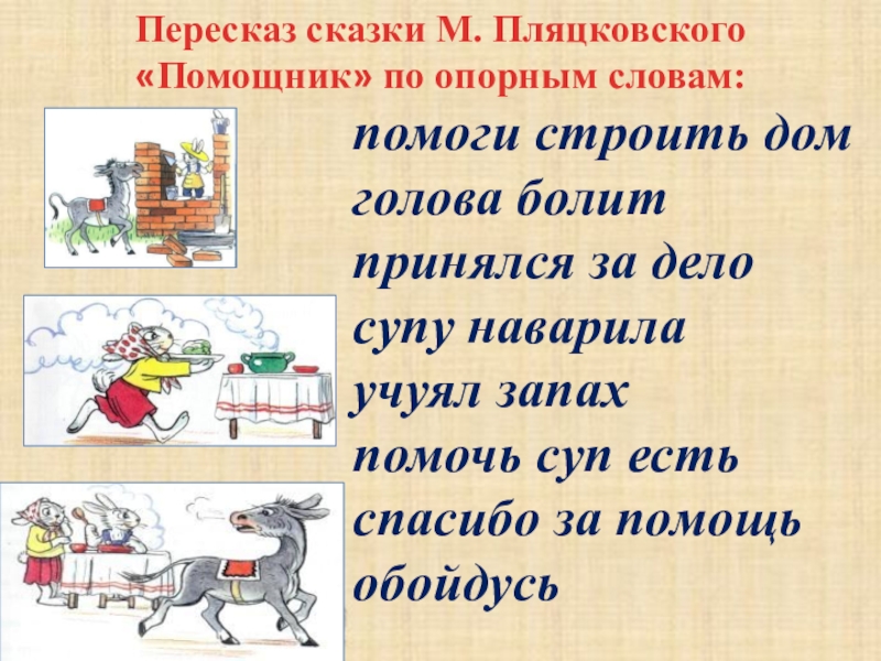 Пересказ по опорным картинкам презентация