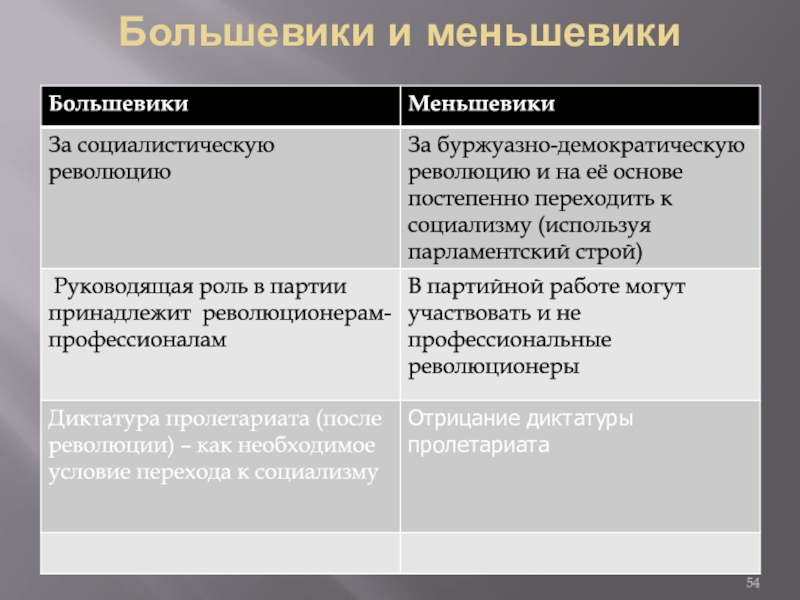 Основные положения программы меньшевиков