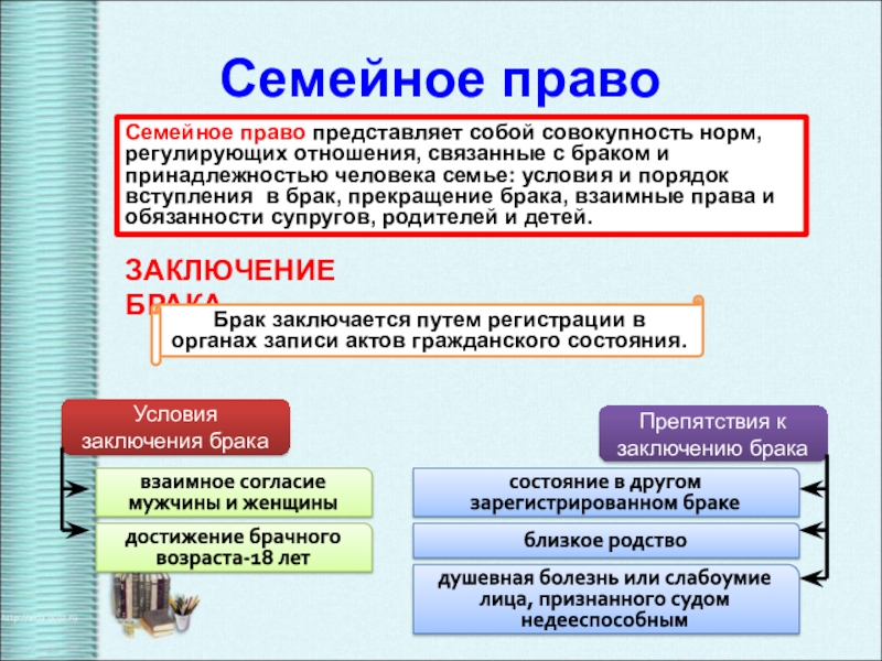 Семейные правоотношения план егэ