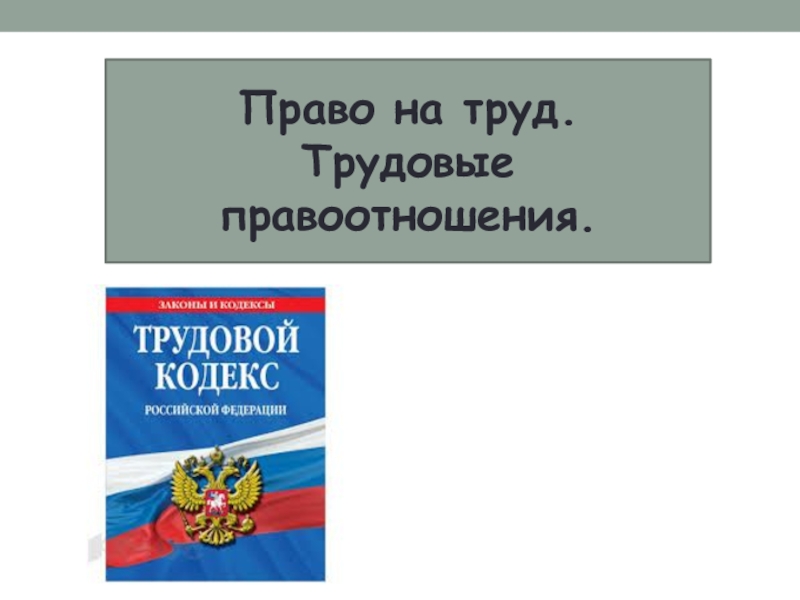 Право на труд.
Трудовые правоотношения