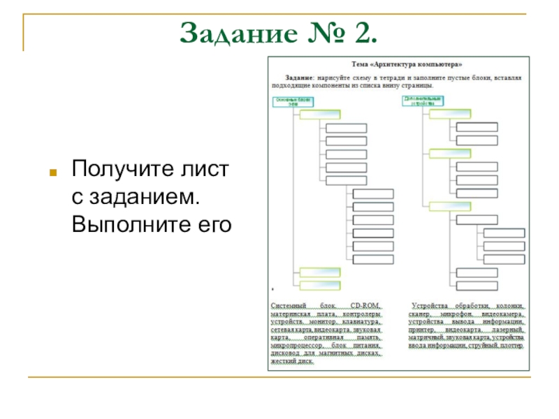 Лист получения. Лист задач. Выдан лист с задачами.