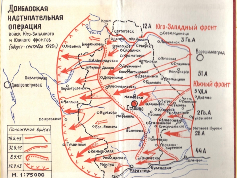 Карта донбасской наступательной операции