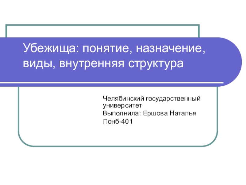 Убежища: понятие, назначение, виды, внутренняя структура