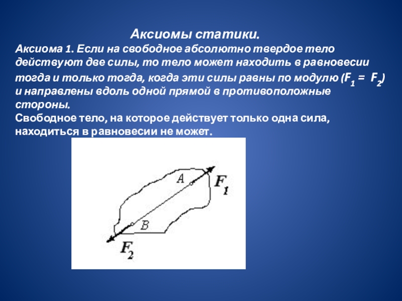 Абсолютно твердое тело. Основные понятия и Аксиомы статики. 1 Аксиома статики. Аксиомы статики техническая механика. Аксиомы статики презентация.