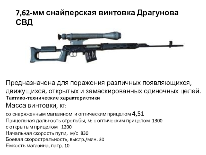 Полет пули свд. Технические характеристики СВД 7.62. 7,62-Мм снайперская винтовка Драгунова СВД. СВД дальность стрельбы.