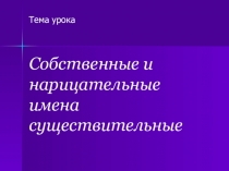 Тема урока
Собственные и нарицательные имена существительные