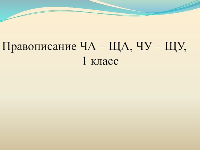 Правописание ЧА – ЩА, ЧУ – ЩУ,
1 класс