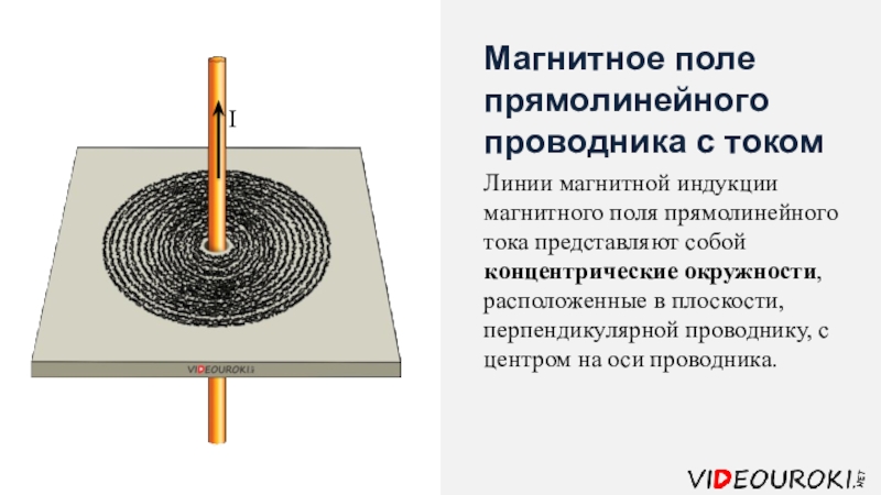 Нарисовать линии магнитной индукции для магнитного поля прямолинейного проводника с током