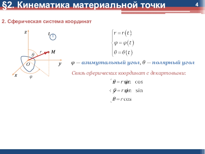 Сферическая система в декартовых