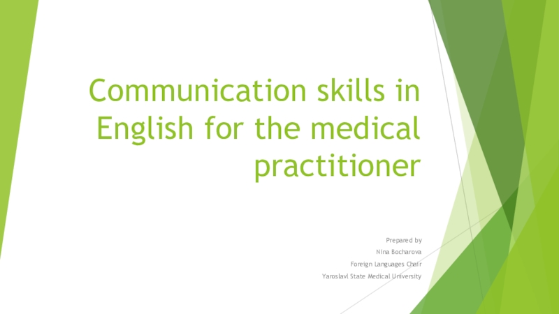 Communication skills in English for the medical practitioner