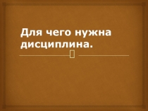 Для чего нужна дисциплина