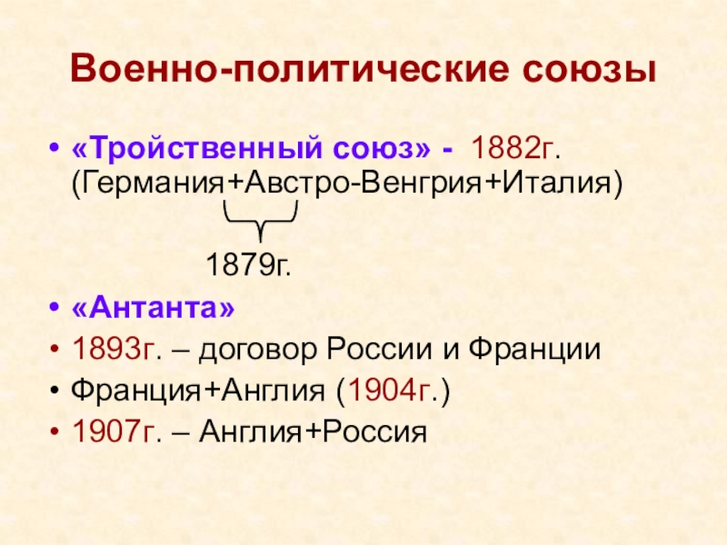 Презентация на тему военно политические союзы и международные конфликты на рубеже 19 20 вв