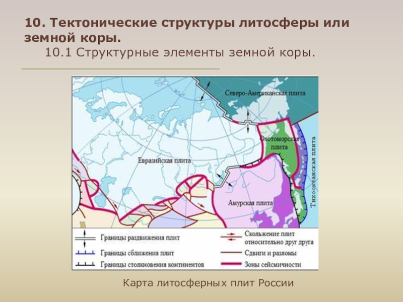 Карта стыка литосферных плит