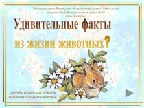 Удивительные факты
из жизни животных?
учитель начальных классов
Абаимова Елена
