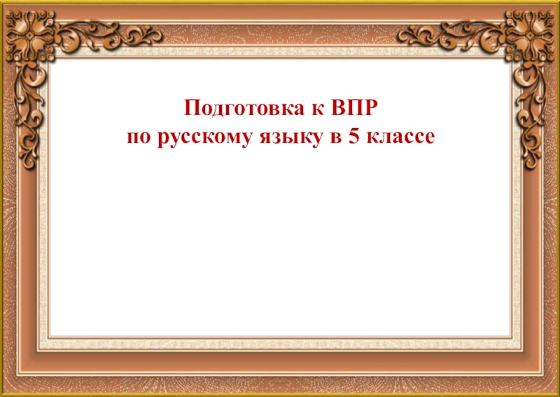 Подготовка к ВПР
по русскому языку в 5 классе