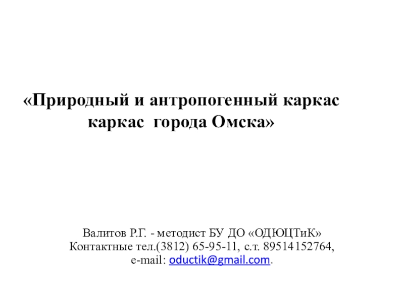 Природный и антропогенный каркас каркас города Омска