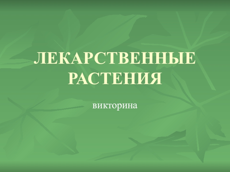 ЛЕКАРСТВЕННЫЕ РАСТЕНИЯ