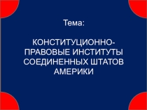 Тема:
КОНСТИТУЦИОННО-ПРАВОВЫЕ ИНСТИТУТЫ СОЕДИНЕННЫХ ШТАТОВ АМЕРИКИ