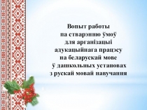 Вопыт работы па стварэнню ўмоў для арганізацыі адукацыйнага працэсу на