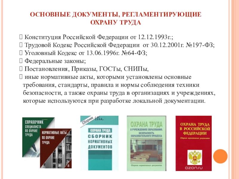 Изменения в тк 2024. Охрана труда основные документы. Законодательные акты охраны труда. Документы регламентирующие вопросы охраны труда. Охрана труда документы регламентирующие охрану труда.