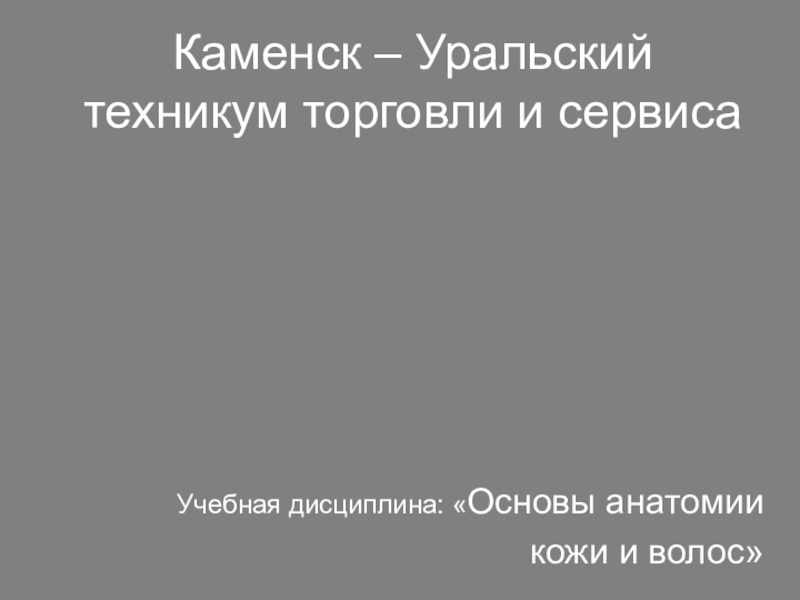 Презентация Каменск – Уральский техникум торговли и сервиса