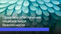 Правовое обеспечение национальной безопасности