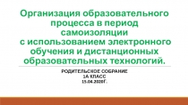 Организация образовательного процесса в период самоизоляции с использованием