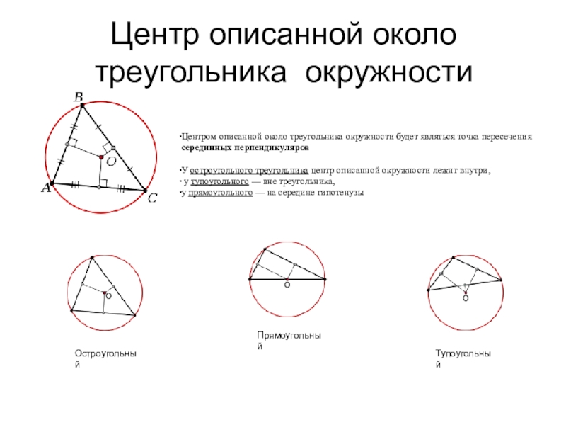 Треугольники около которых описана окружность фото