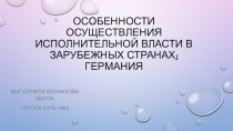 Особенности осуществления исполнительной власти в зарубежных странах; Германия