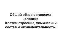 Общий обзор организма человека  Клетка: строение, химический состав и
