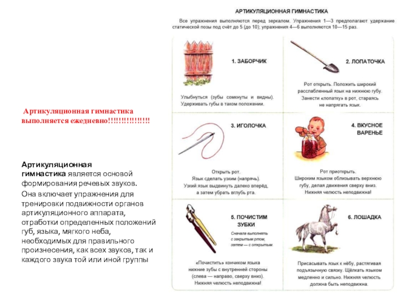 Презентация Артикуляционная гимнастика выполняется