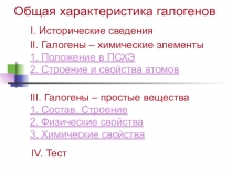 Общая характеристика галогенов
II. Галогены – химические элементы
1. Положение