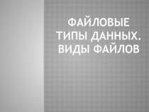Файловые типы данных. Виды файлов