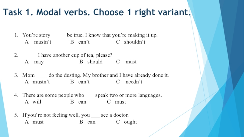 Task 2 choose the right answer