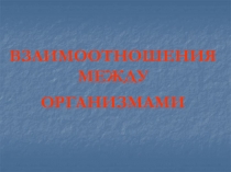 ВЗАИМООТНОШЕНИЯ МЕЖДУ ОРГАНИЗМАМИ